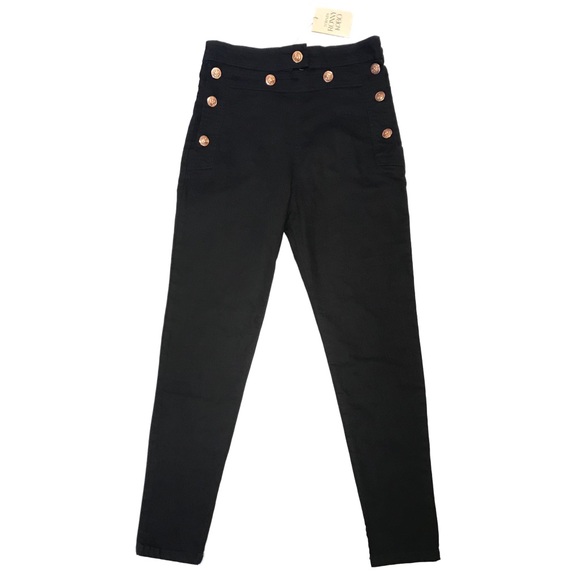 Torn by Ronny Kobo Denim - Torn by Ronny Kobo High Waisted Skinny Gold Button